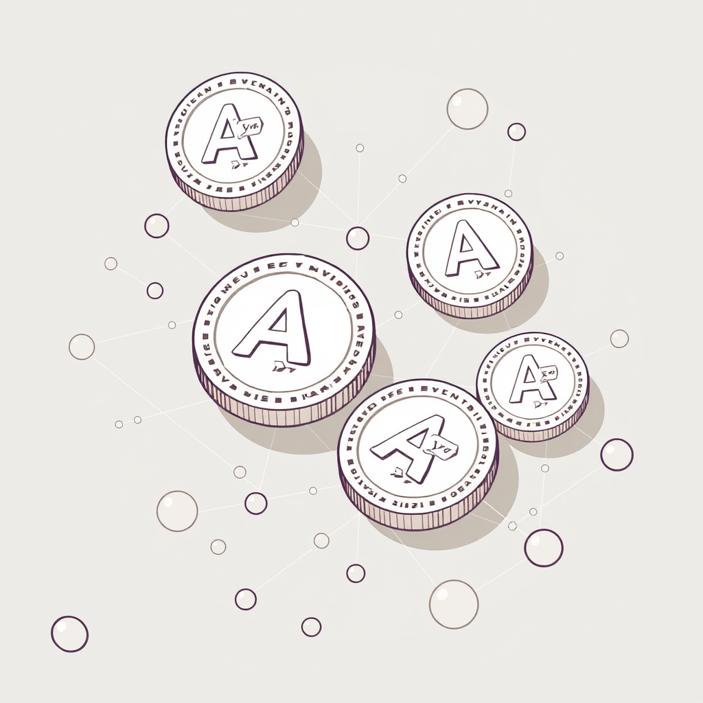 Professional illustration showing AAVE governance tokens with voting symbols, blockchain network connections, and decentralized finance protocol elements in sophisticated neutral tones